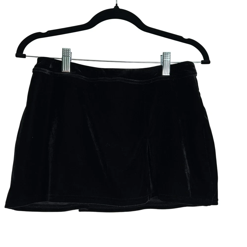 Urban Outfitters Y2K Micro Skort Black Velvet Mini Going Out Indie Sleaze Size M